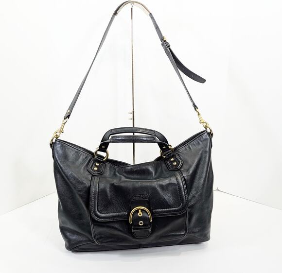 Coach Handbags - Coach Izzy Leather Carryall Satchel Bag Black Double Handle Purse F24683